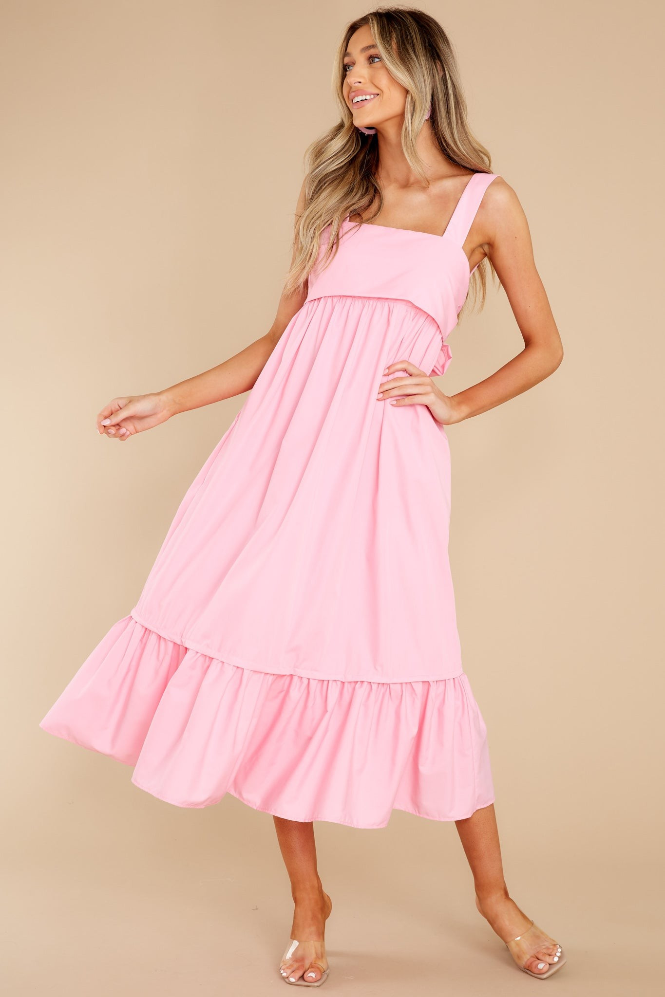 Such A Stunner Bubblegum Pink Midi Dress | Red Dress 