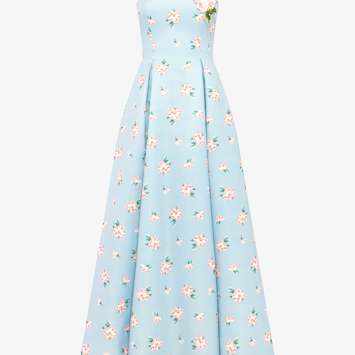 Nora Bustier Maxi Dress - Ditsy Floral Print in Blue | LEO LIN US
