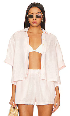 PQ Scalloped Linen Top in Pink from Revolve.com | Revolve Clothing (Global)
