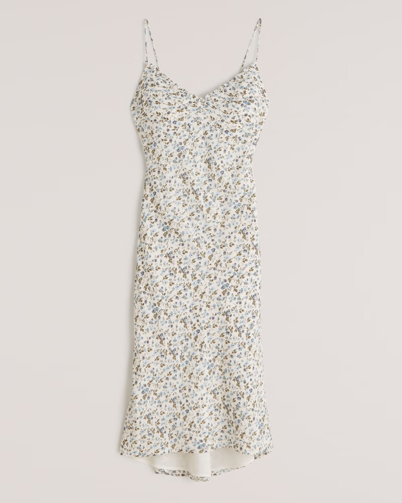 Faux Silk Slip Midi Dress | Abercrombie & Fitch (US)