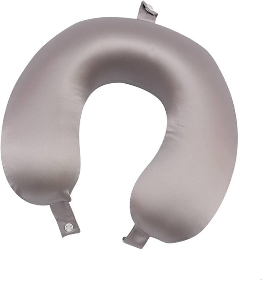 Anti Wrinkle 100% Mulberry Silk Neck Pillow for Travel 22 Momme Real Silk Travel Pillow for Pain ... | Amazon (US)