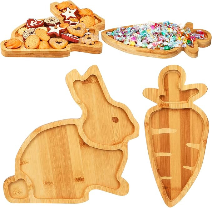 2 Pcs Cute Bamboo Serving Tray Charcuterie Board Natural Wooden Snack Platters Gifts Party Suppli... | Amazon (US)