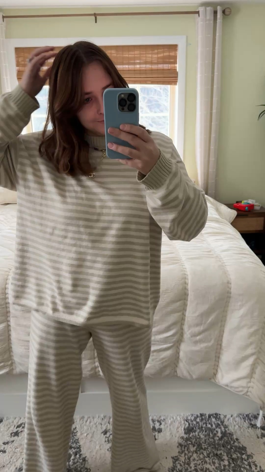 Favorite matching set right now from @Aerie  😍 makes for the perfect travel outfit, loungewear out and even pajamas

Wearing a large in the green striped sweater (true to size)

Went with a medium in the green striped sweater pants (they run large)

#LTKootd #LTKMidsize #LTKSaleAlert