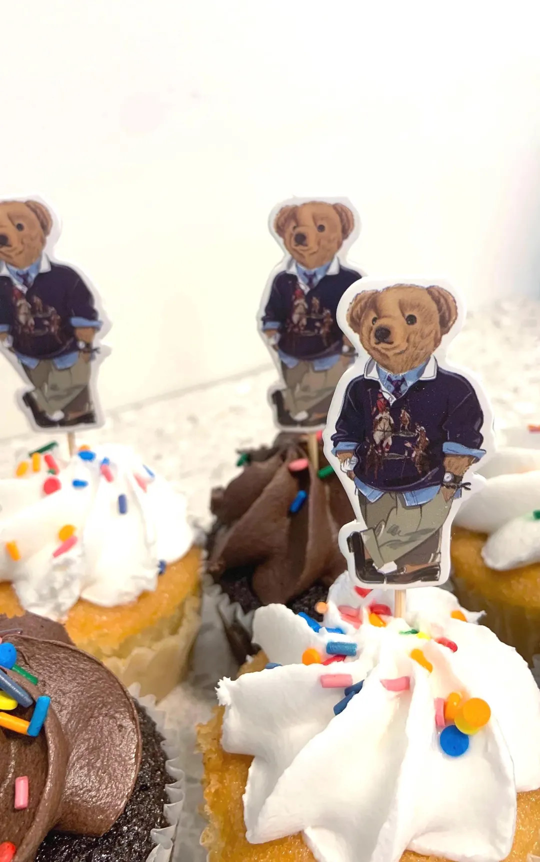 12 PCS Preppy Teddy Bear Cupcake Toppers 2 Inches Baby Shower Birthday Party Supplies Planner Pre... | Etsy (US)