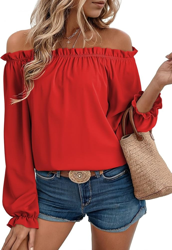EVALESS Country Concert Outfits Off The Shoulder Tops for Women Cute Puff Sleeve T Shirts Women's... | Amazon (US)