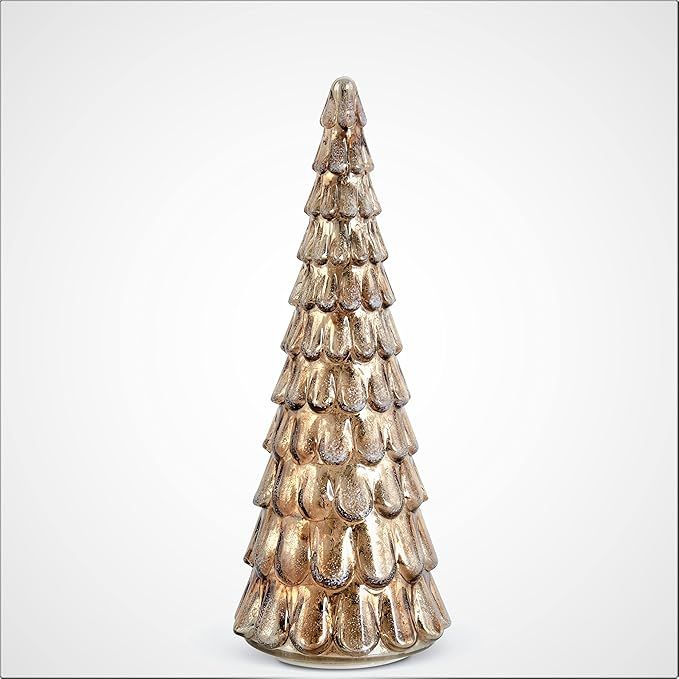 K&K Interiors Mercury Glass Tree, 13-inch Height, Frosted Copper, LED, Christmas, Home Décor, Ho... | Amazon (US)