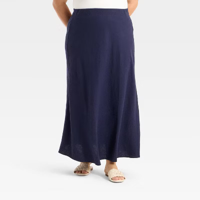Women's Linen Blend Maxi Skirt - A New Day™ Mood Ring Blue 4X | Target