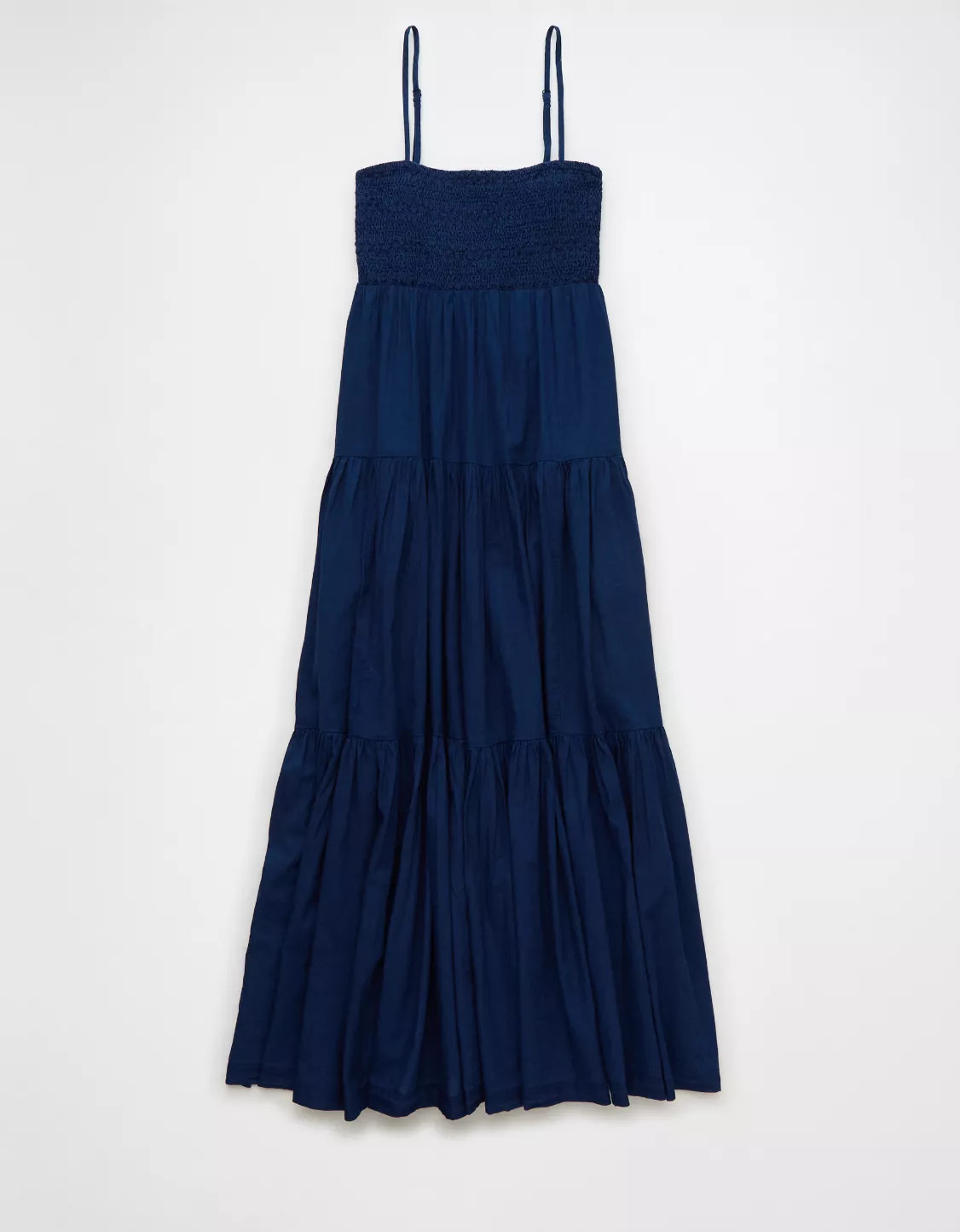 AE Smocked Tiered Babydoll Midi Dress | American Eagle Outfitters (US & CA)