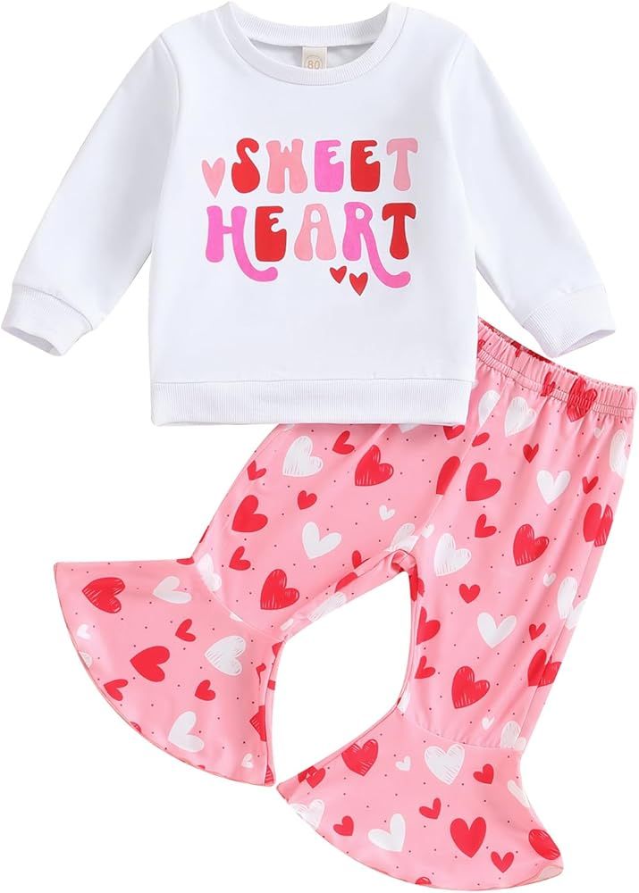 YINGISFITM Toddler Baby Girl Valentines Day Outfit Valentines Day Sweatshirt Long Sleeve Shirt Be... | Amazon (US)