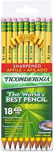 Ticonderoga Pencils, Wood-Cased, Pre-Sharpened, #2 HB Soft, Yellow, 18 Count | Amazon (US)