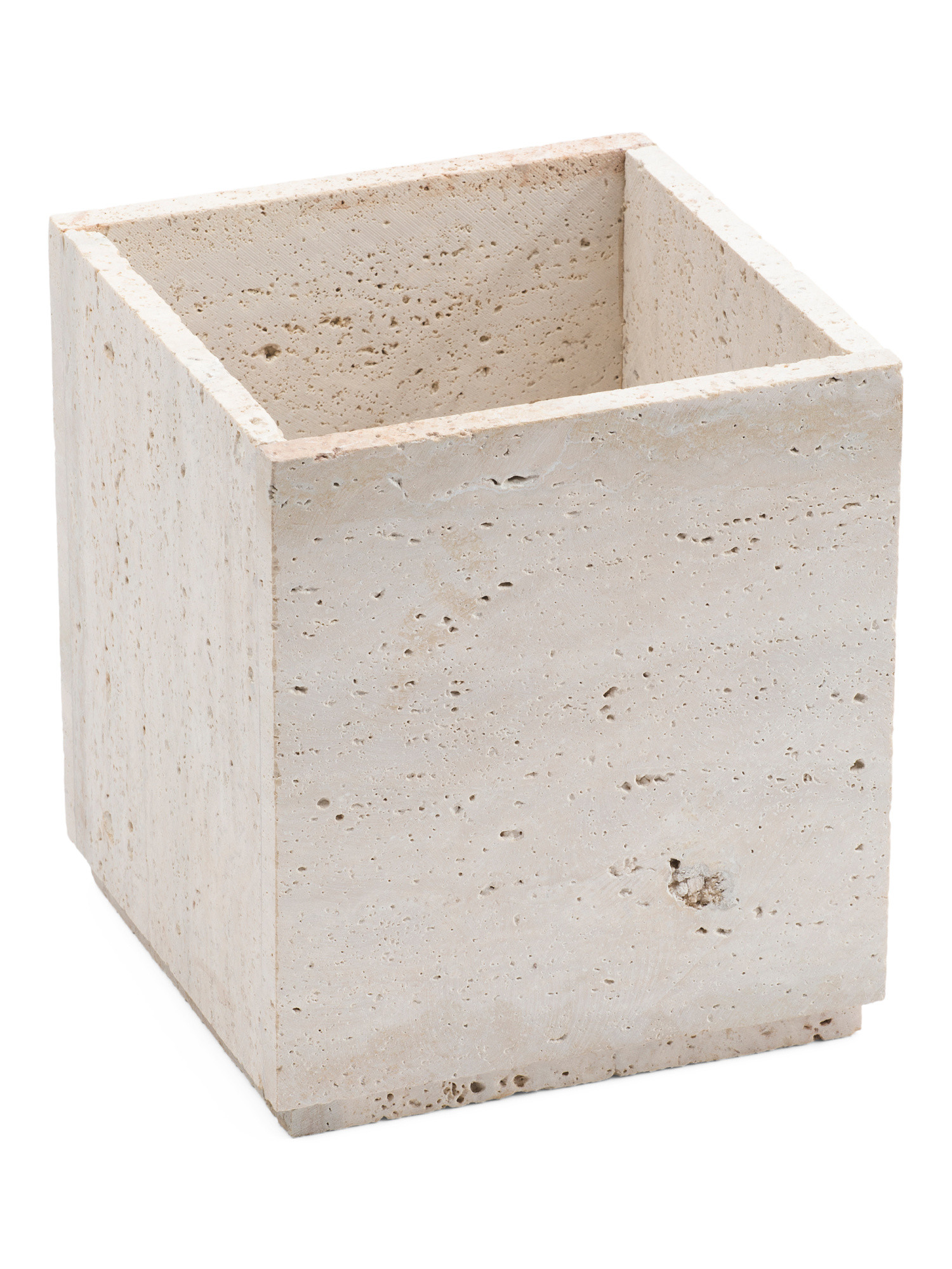 Oversized Travertine Bathroom Wastebasket | Marshalls