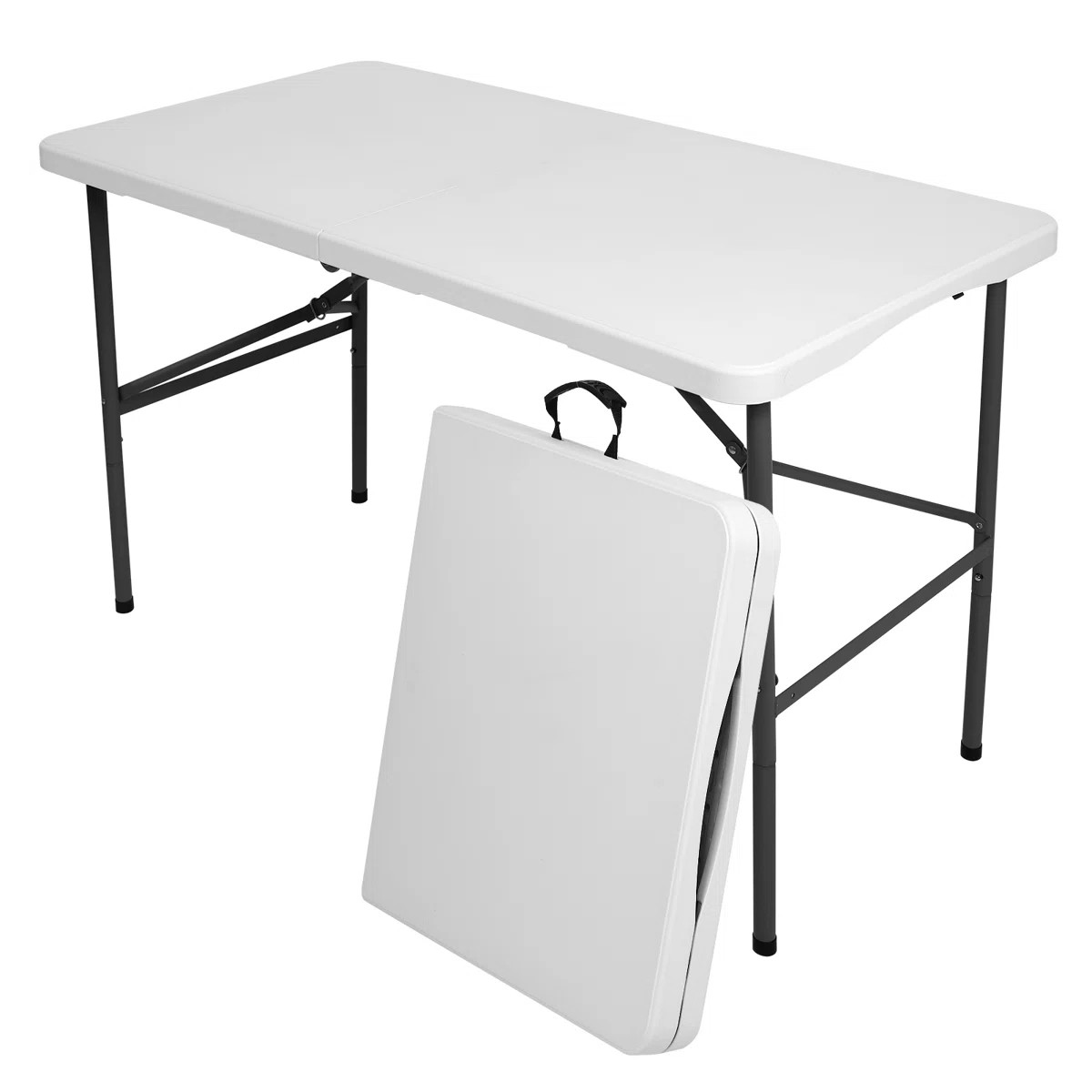 FOLDING TABLES WHITE 4 Foot Portable Heavy Duty Plastic Fold-in-Half Utility Table Small Indoor O... | Wayfair North America