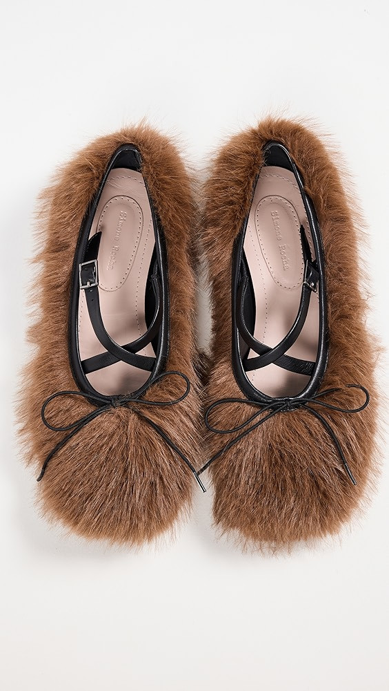 Simone Rocha Faux Fur Crisscross Ballerina Flats | Shopbop | Shopbop