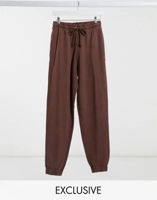 COLLUSION oversized joggers with contrast seam detail in brown garment dye | ASOS (Global)