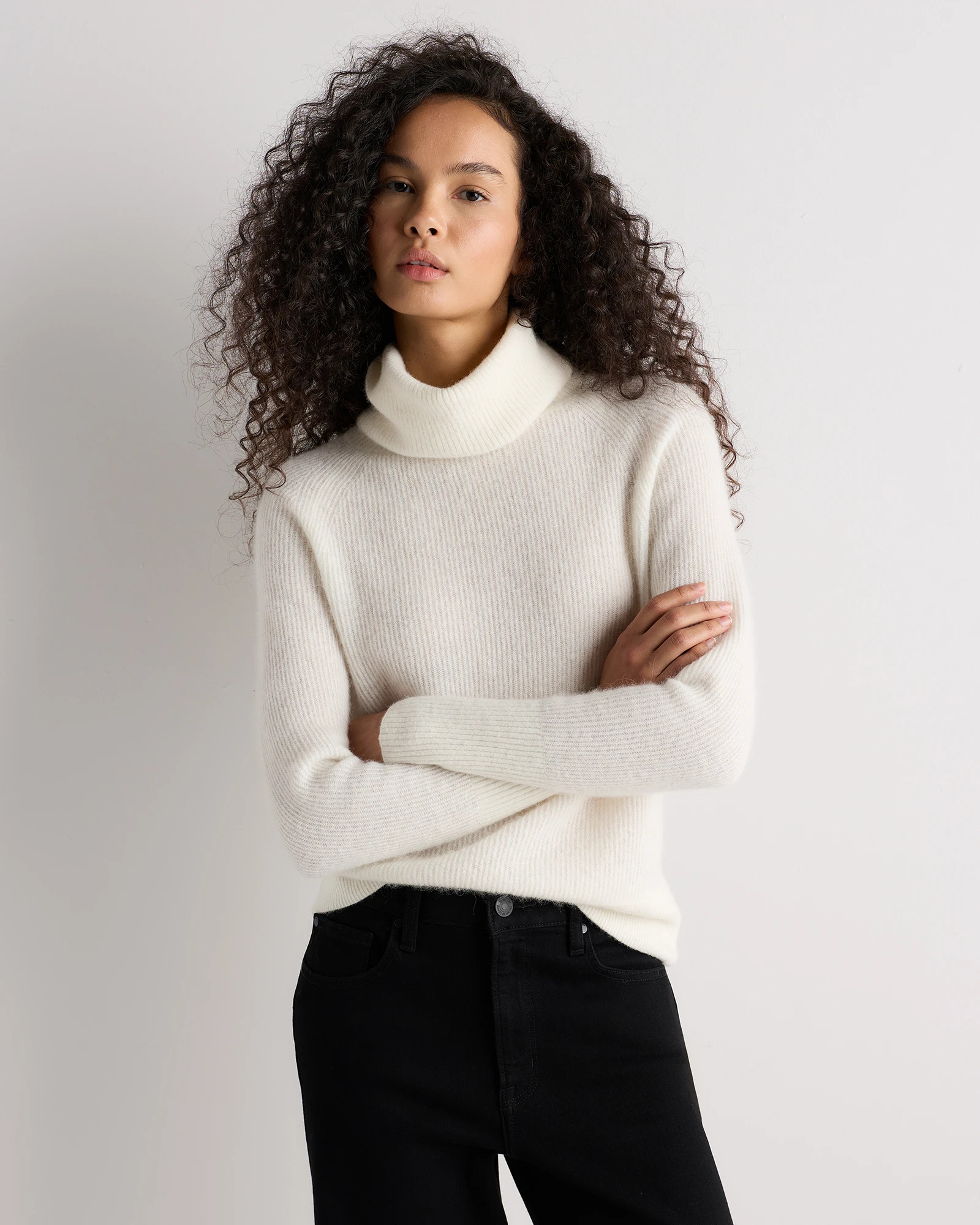 Quince | Women's Lightweight Baby Alpaca Turtleneck Sweater in Smoked Charcoal, Size Medium | Quince