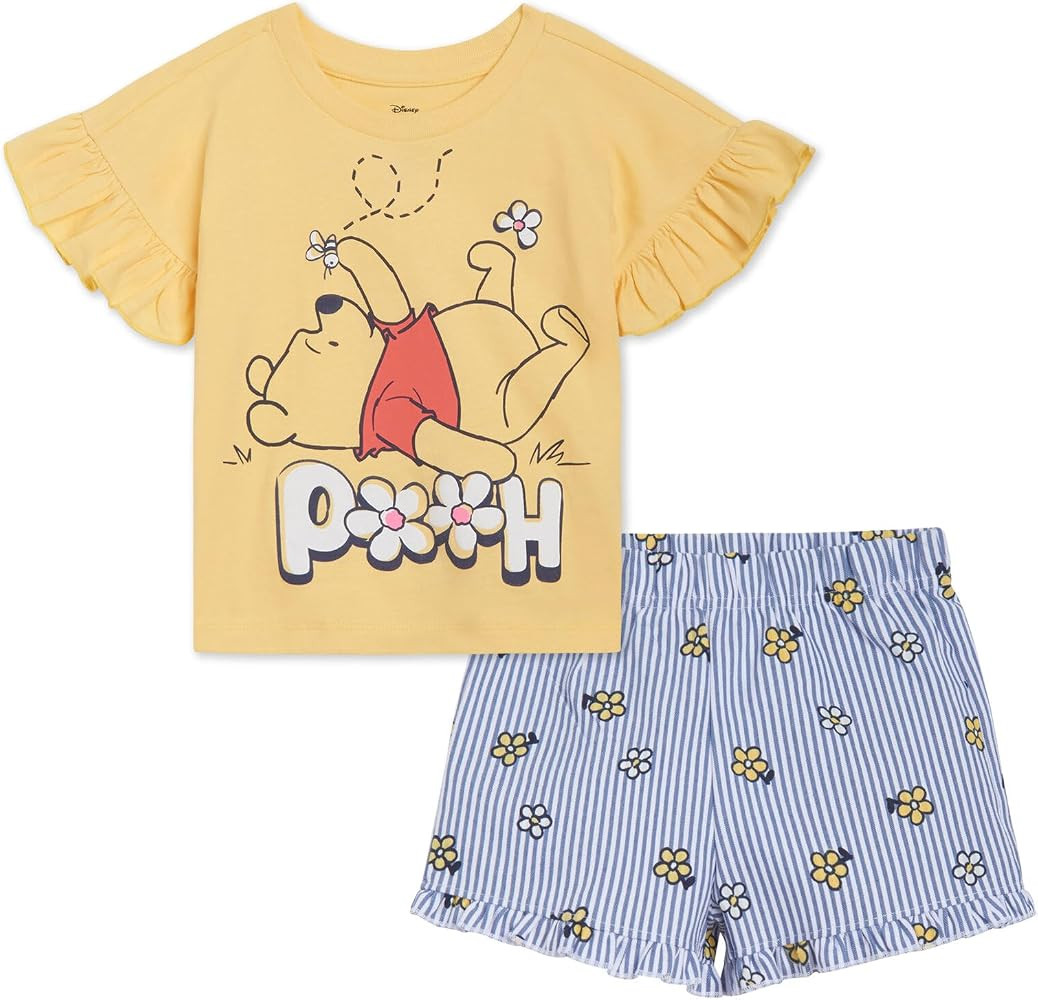 Disney Floral T-Shirt and Chambray Shorts Outfit Set Infant to Big Kid Sizes (12 Months - 14-16) | Amazon (US)