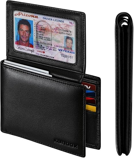 Genuine Leather Wallet for Men 12 Cards Mens Wallet Bifold Rfid Blocking with 2 ID Windows Card H... | Amazon (US)