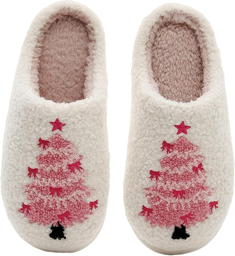 Bow Slippers For Women Men Pink Bow Tie House Slippers For Women Indoor Outdoor Ladies Comfy Bedr... | Amazon (US)