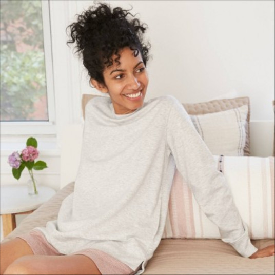Women's Beautifully Soft Fleece Lounge Tunic Sweatshirt - ...
