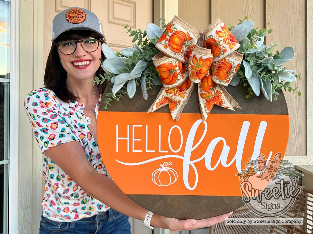 Fall Front Door Decor | Hello Fall | Fall Wreath | Fall Decor | Fall Door Sign | Fall Front Door ... | Etsy (US)