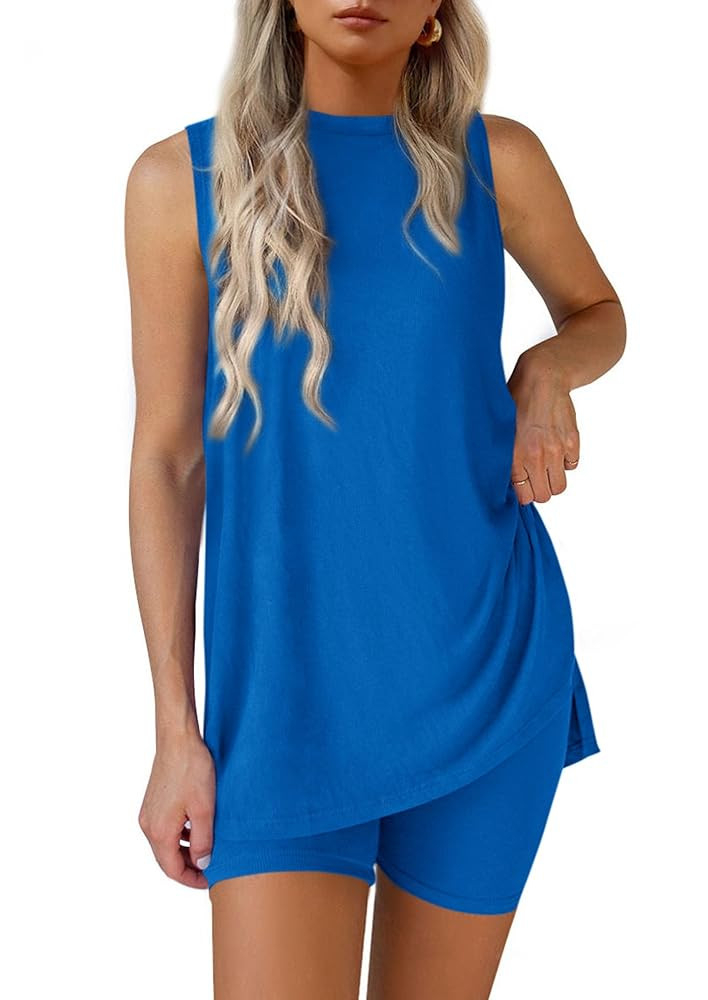 PRETTYGARDEN 2 Piece Sets for Women 2025 Summer Lounge Shorts Set Matching Resort Airport Travel ... | Amazon (US)