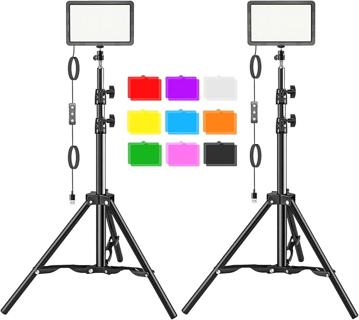 LED Video Light Kit 2Pcs, Hagibis Studio Lights 18 Color Filters for Photography Lighting with Ad... | Amazon (US)