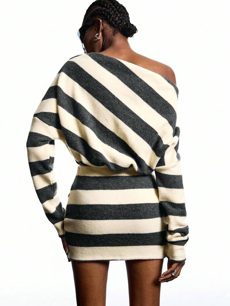 LYSMO 2025 New Arrival Minimalist Fall/Winter  Women's Fashion Casual Striped Asymmetrical Should... | SHEIN