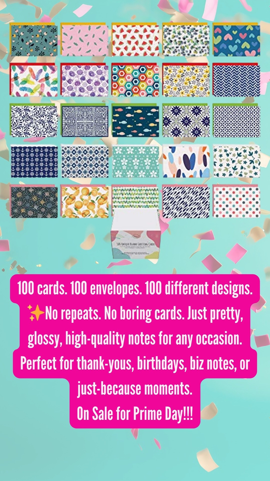 The Ultimate Greeting Card Set You’ll Use All Year 💌✨ (And It’s on Prime Day Sale!)

I don’t say this lightly — this is one of the best Prime Day deals for anyone who loves thoughtful notes, pretty stationery, or staying stocked up on essentials. The Dessie 100 Unique Blank Cards Set includes:

💌 100 high-quality cards — ALL with different, beautiful designs (no duplicates!)
✉️ 100 colored envelopes that coordinate with the cards
🌟 100 gold foil seals for that luxe finishing touch
📦 Comes in a sturdy storage box to keep you organized

The cards are thick, glossy, and feel expensive — perfect for thank-you notes, birthdays, small business thank-yous, teacher gifts, encouragement notes, or just because. I always keep a few in my bag and desk drawer because they’re THAT versatile.

✨ Blank greeting cards for all occasions
✨ Colorful card set with envelopes and stickers
✨ Affordable stationery gift set
✨ Great for teachers, small biz owners, busy moms, and card-lovers

💥 Right now they’re on major Prime Day sale — and this set sells out FAST every year. If you’ve been waiting for the perfect time to stock up, this is it.

#LTKHome #LTKSaleAlert #LTKSeasonal