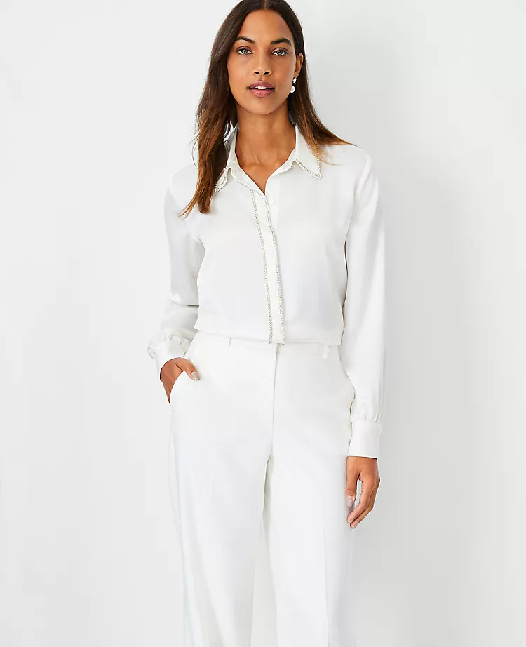 Embellished Placket Shirt | Ann Taylor (US)