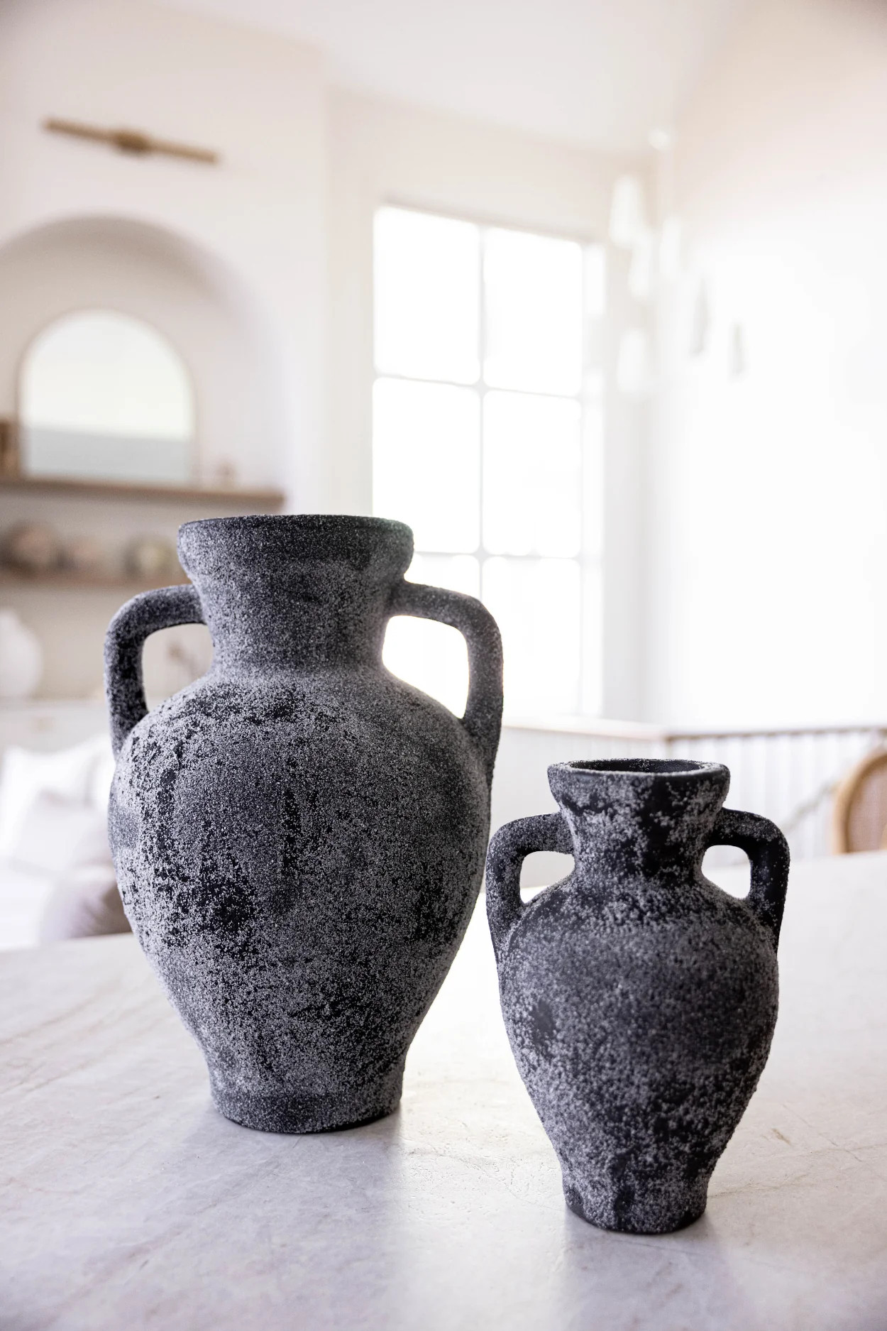 Lesbos Black Urn Vase With Handle Large | Luxe B Co