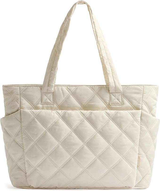 Tote Bag for Women, Lightweight Puffer Tote Work Bags with Compartments for Travel, Quilted Shoul... | Amazon (US)