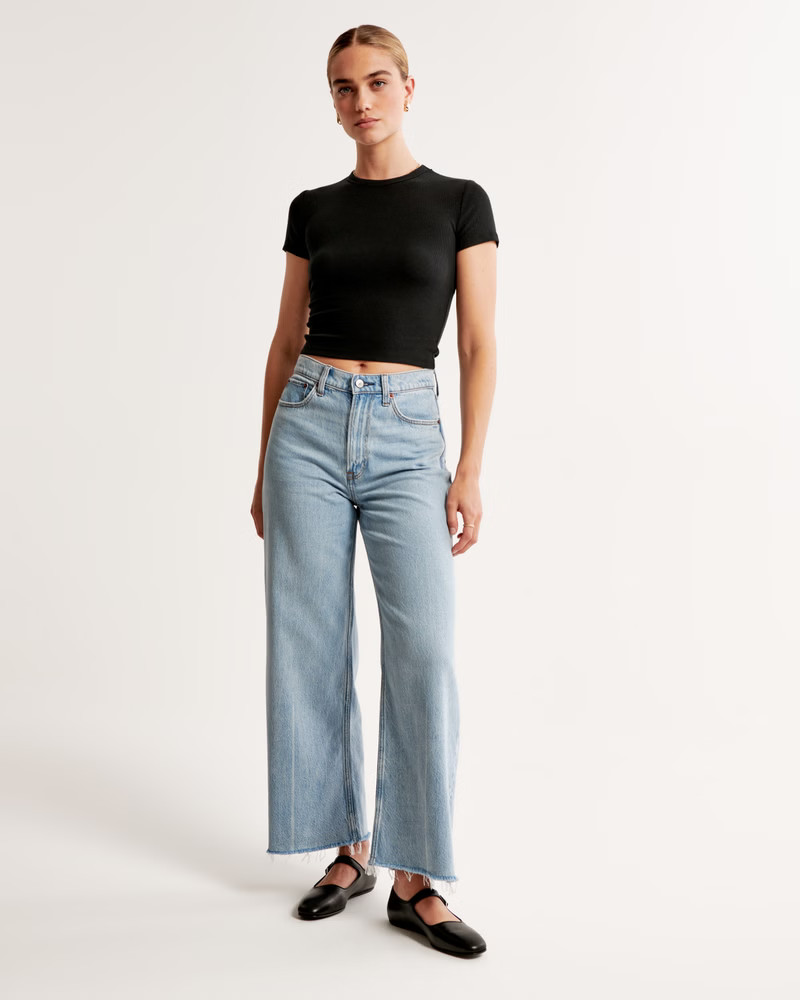 High Rise Cropped Wide Leg Jean | Abercrombie & Fitch (US)