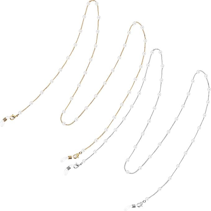 Frienda 2 Pieces Pearl Beaded Eyeglass Chain Pearl Sunglasses Chain Reading Eyeglasses Holder Str... | Amazon (US)