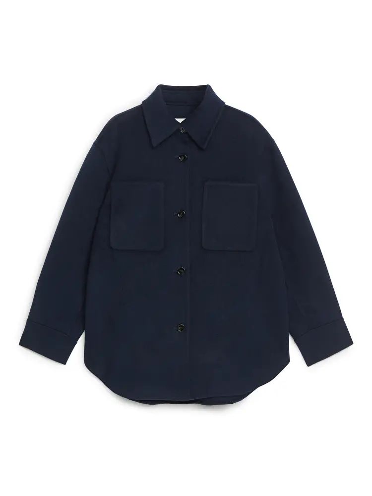 Relaxed Wool Overshirt - Dark Blue - ARKET GB | ARKET (US&UK)
