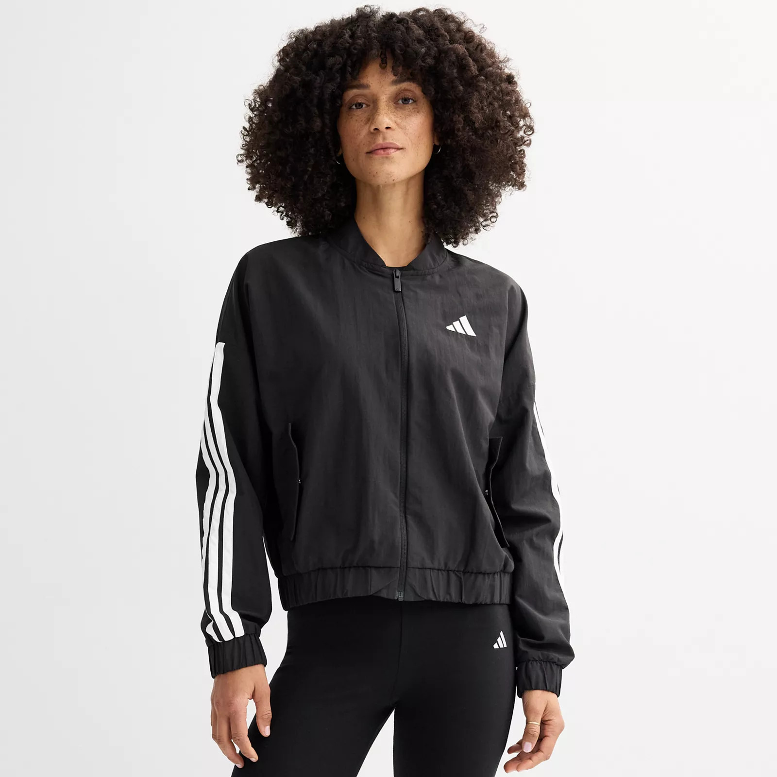 Women's adidas Essentials 3-Stripes Woven Bomber Sportswear Jacket, Size: XS, Black White | Kohl's