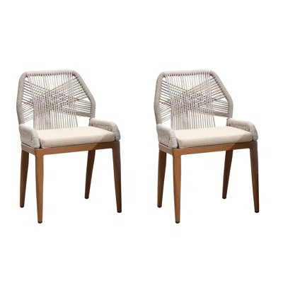 George Oliver Cadencia 2-Piece Aluminum Patio Dining Chairs With Light Gray Cushions | Wayfair | Wayfair North America