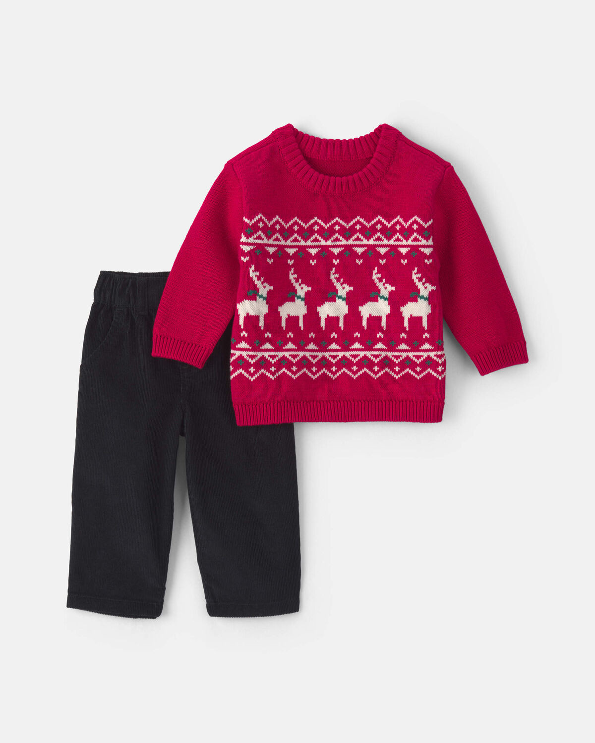 Baby Boy 2-Piece Reindeer Fair Isle Sweater & Pant Set - Red/Black | Carter's Inc