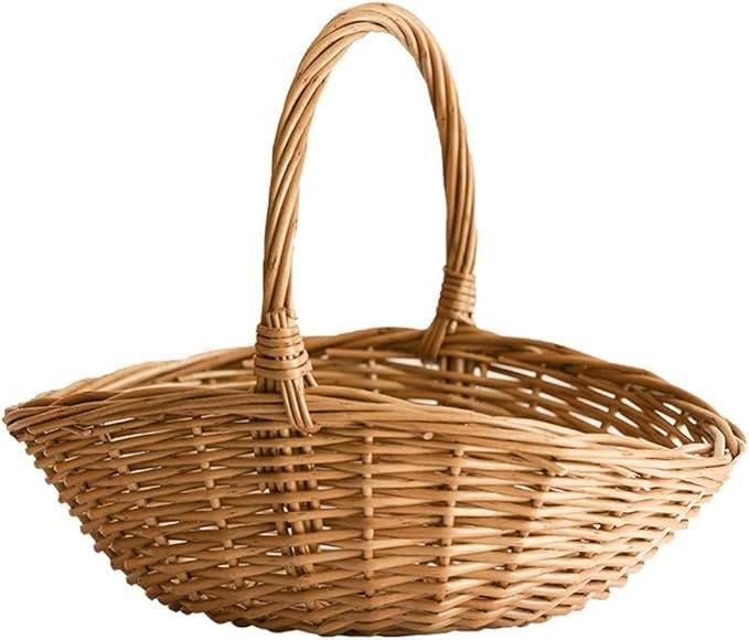 Basket Wicker Fruit Portable Grocery Garden Rattan Storage Fruit and Vegetable Picking Egg Shoppi... | Amazon (US)