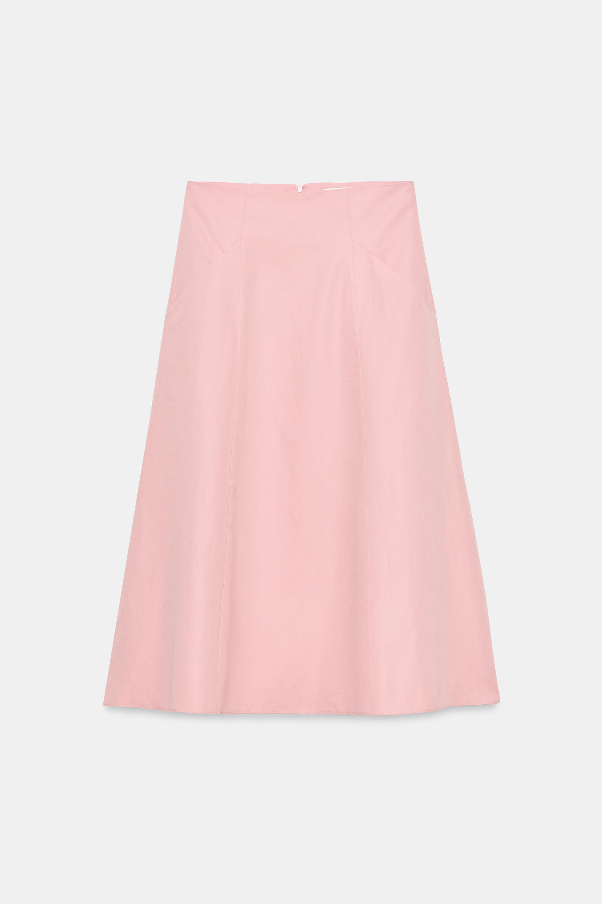 ZARA WOMAN COLLECTIONMid-rise midi skirt made from a 21% linen blend yarn. Side pockets. A-line h... | Zara US