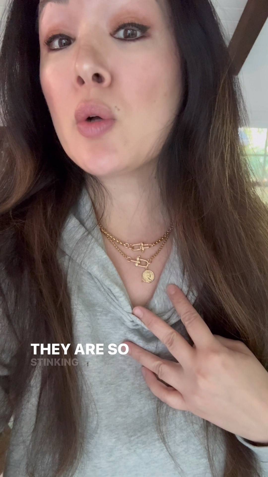 Layered the small and large together and added the pendant! What a chic necklace pairing that can dress up any basic outfit! 