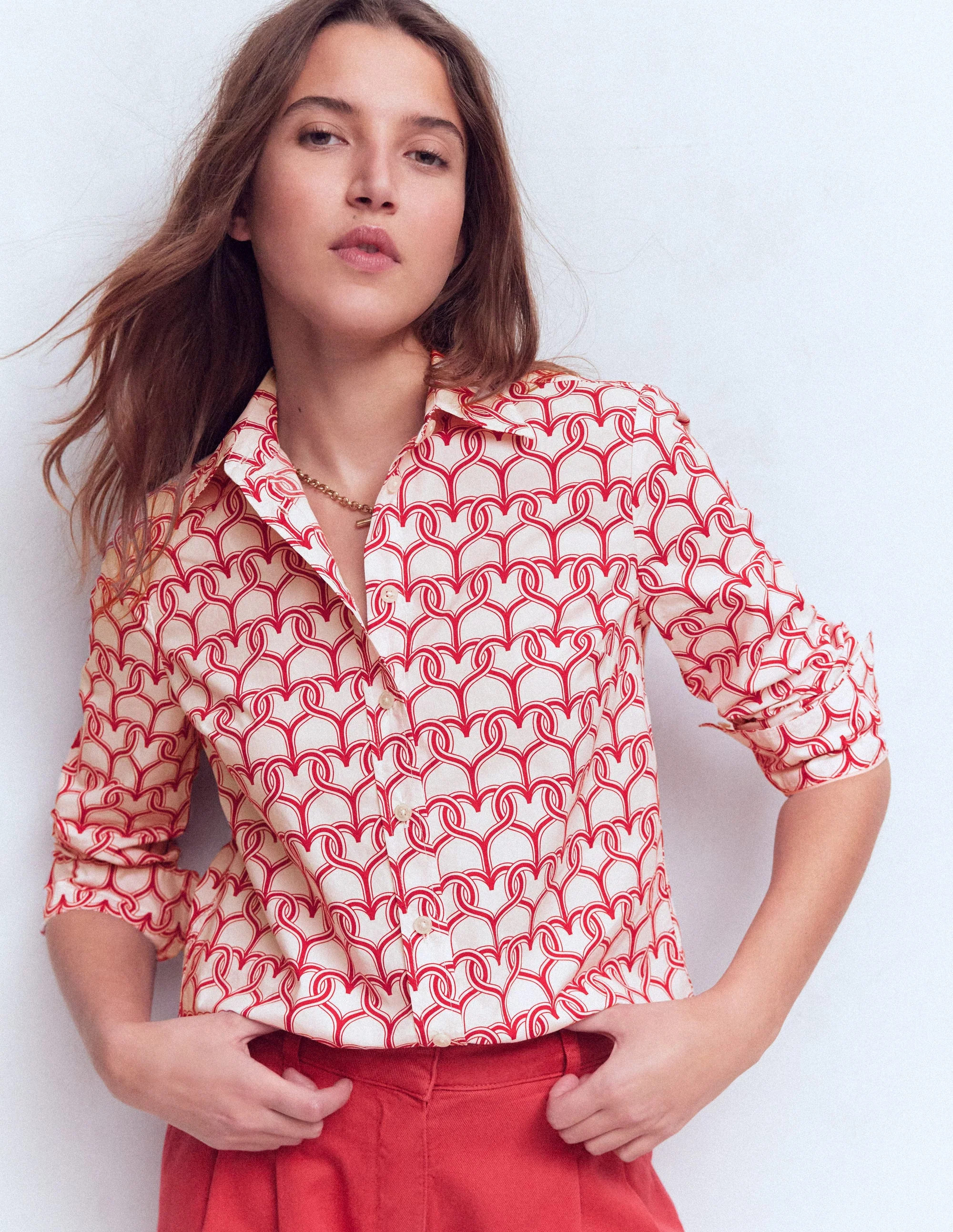 Sienna Cotton Shirt-Ivory, Heart Link | Boden UK