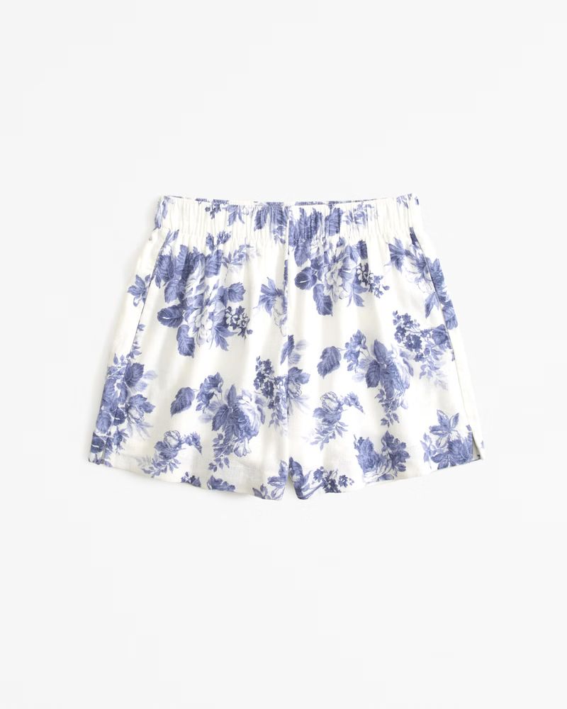 Women's Linen-Blend Embroidered Pull-On Short | Women's Bottoms | Abercrombie.com | Abercrombie & Fitch (US)
