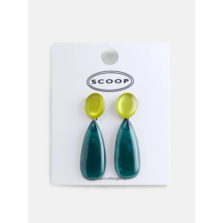 Scoop Women's Silver Tone Lime and Teal Drop Earrings, 1 Pair | Walmart (US)