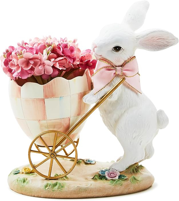 MACKENZIE-CHILDS Bunny Egg Cart Figurine, Resin Spring and Easter Bunny Decor, Rosy Meadow | Amazon (US)