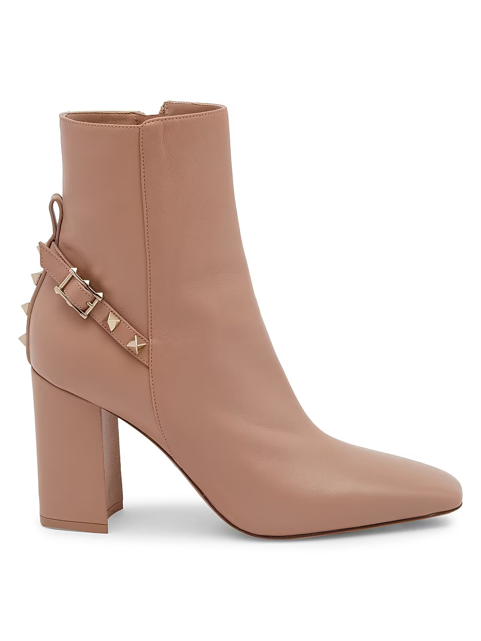 Rockstud Leather Block-Heel Booties | Saks Fifth Avenue