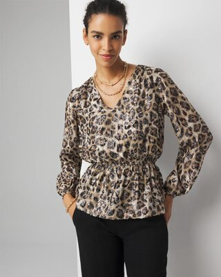 Women's Leopard Print Blouse in Sig Leopard L Biscotti size XXS | White House Black Market, What To Wear To Work | White House Black Market