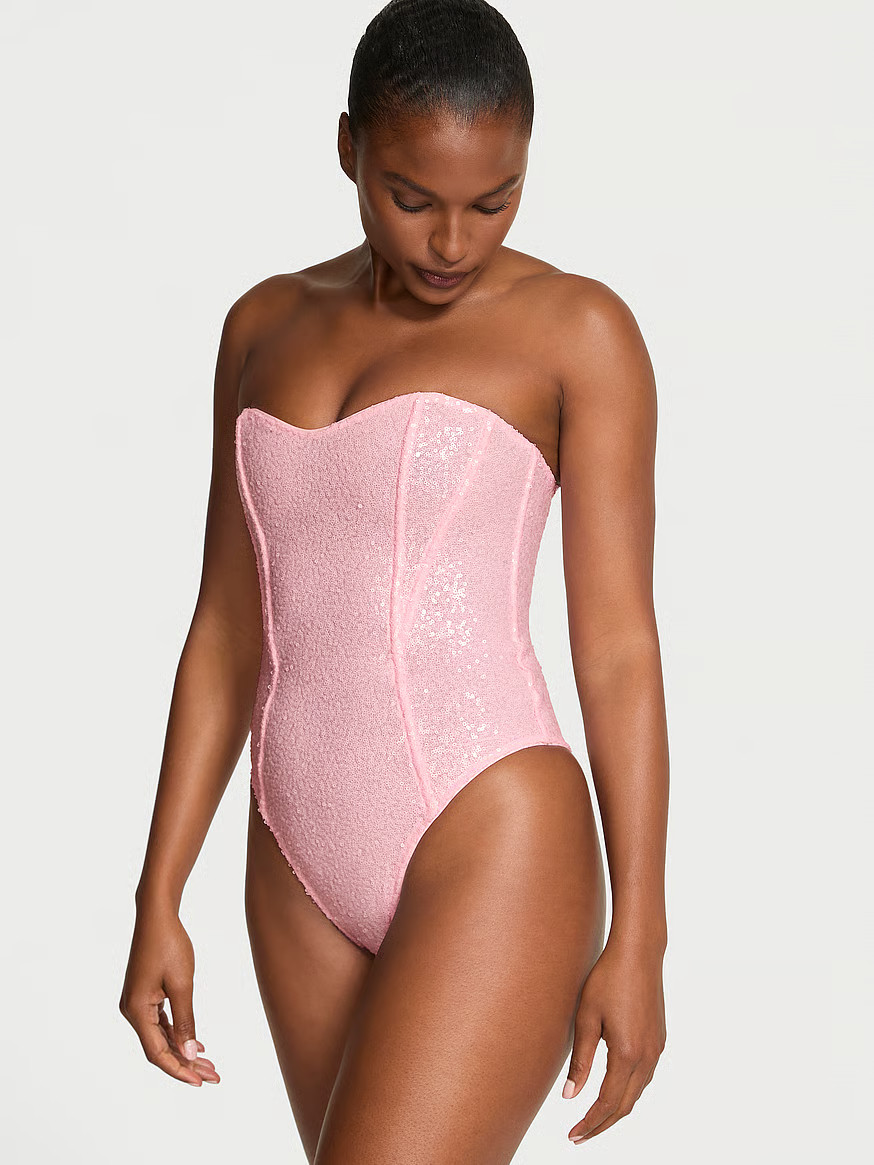 Buy Sequin Strapless Bodysuit, Angel Pink - Order Bodysuits online - Victoria's Secret US | Victoria's Secret (US / CA )