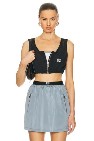 Miu Miu Cropped Tank Top in Black | FWRD 