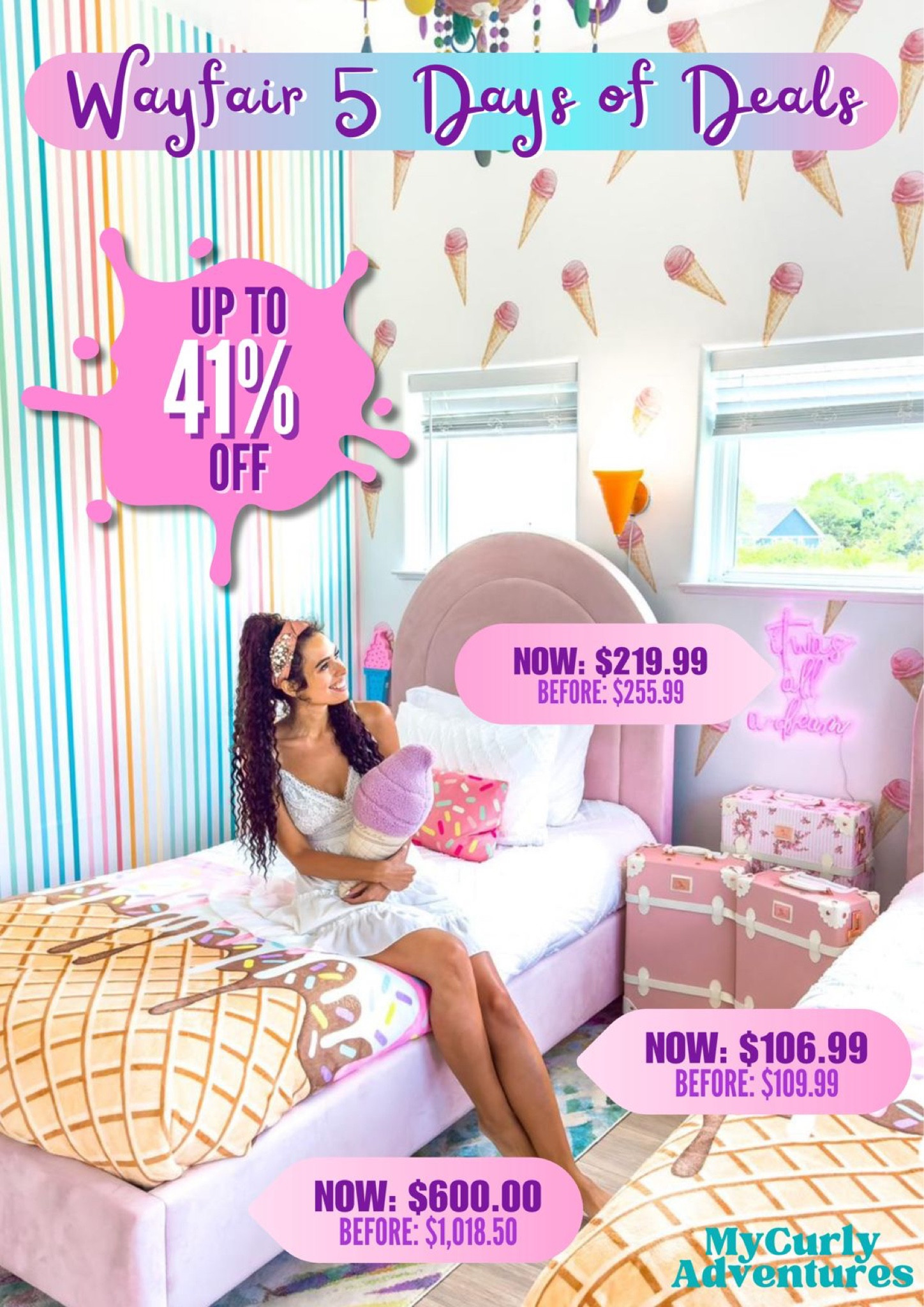 Grab yourself a cozy bed like this soft velvet upholstered bed with round headboard matched with colorful neon LED sign and abstract woven rug from Wayfair's 5 Days of Deals!

- bedroom makeover, bedroom design, modern home decor, home styling, home design inspiration, home ideas, best interior design, home accessories, furniture, house decor, fall decor, holiday decor, home accents, home styling, home design, home improvement. Wayfair sale, best Wayfair Deals

#LTKxWayfair #LTKHome #LTKSaleAlert #LTKStyleTip #LTKFamily