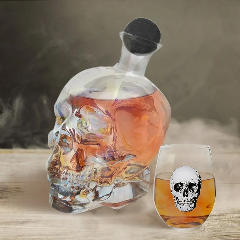 Way To Celebrate Glass Skull Shape Iridescent Decanter, 26.5oz | Walmart (US)